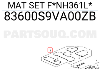 Honda 83600S9VA00ZB MAT SET F*NH361L*