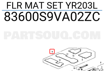 Honda 83600S9VA02ZC FLR MAT SET YR203L