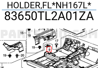 Honda 83650TL2A01ZA HOLDER,FL*NH167L*