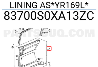 Honda 83700S0XA13ZC LINING AS*YR169L*
