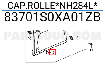 Honda 83701S0XA01ZB CAP,ROLLE*NH284L*