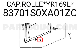 Honda 83701S0XA01ZC CAP,ROLLE*YR169L*