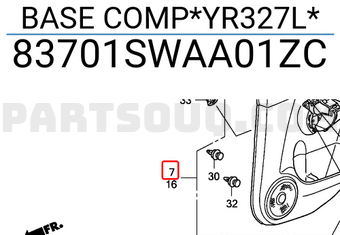 Honda 83701SWAA01ZC BASE COMP*YR327L*