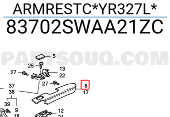 Honda 83702SWAA21ZC ARMRESTC*YR327L*