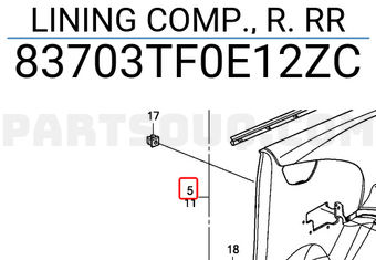 Honda 83703TF0E12ZC LINING COMP., R. RR