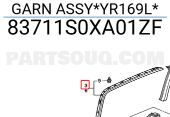 Honda 83711S0XA01ZF GARN ASSY*YR169L*