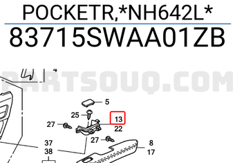 Honda 83715SWAA01ZB POCKETR,*NH642L*