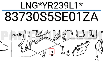 Honda 83730S5SE01ZA LNG*YR239L1*