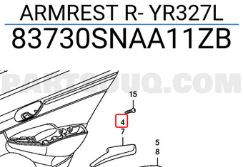 Honda 83730SNAA11ZB ARMREST R- YR327L