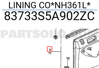 Honda 83733S5A902ZC LINING CO*NH361L*
