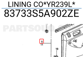 Honda 83733S5A902ZE LINING CO*YR239L*