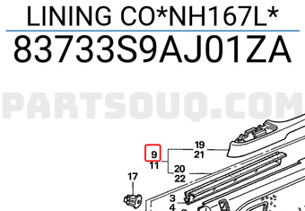 Honda 83733S9AJ01ZA LINING CO*NH167L*