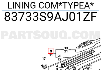 Honda 83733S9AJ01ZF LINING COM*TYPEA*