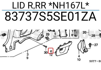 Honda 83737S5SE01ZA LID R,RR *NH167L*