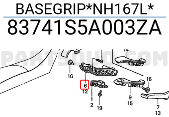 Honda 83741S5A003ZA BASEGRIP*NH167L*