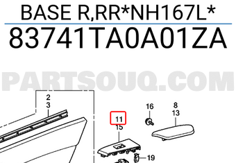 Honda 83741TA0A01ZA BASE R,RR*NH167L*