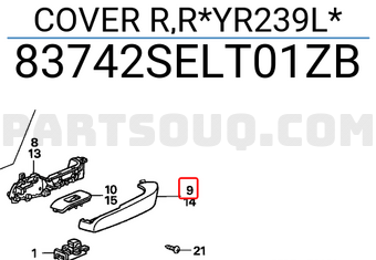 Honda 83742SELT01ZB COVER R,R*YR239L*