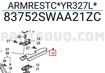 Honda 83752SWAA21ZC ARMRESTC*YR327L*
