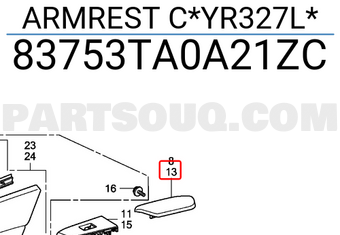 Honda 83753TA0A21ZC ARMREST C*YR327L*