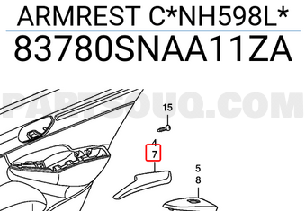 Honda 83780SNAA11ZA ARMREST C*NH598L*