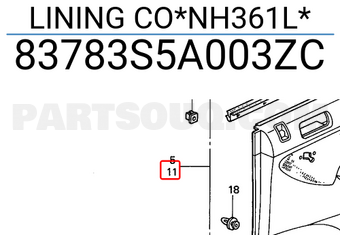 Honda 83783S5A003ZC LINING CO*NH361L*