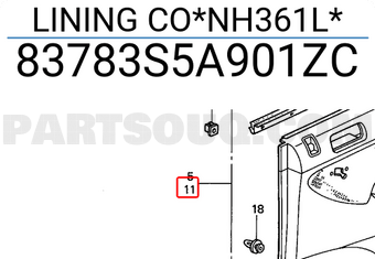 Honda 83783S5A901ZC LINING CO*NH361L*