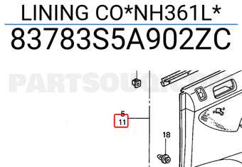 Honda 83783S5A902ZC LINING CO*NH361L*