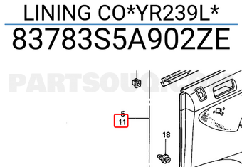 Honda 83783S5A902ZE LINING CO*YR239L*