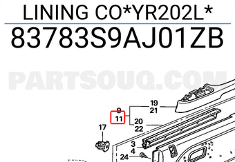 Honda 83783S9AJ01ZB LINING CO*YR202L*