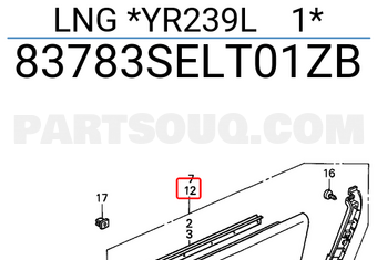 Honda 83783SELT01ZB LNG *YR239L 1*