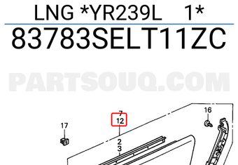 Honda 83783SELT11ZC LNG *YR239L 1*