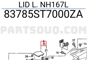 Honda 83785ST7000ZA LID L. NH167L