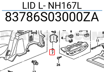 Honda 83786S03000ZA LID L- NH167L