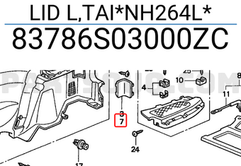Honda 83786S03000ZC LID L,TAI*NH264L*