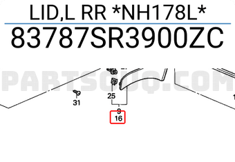 Honda 83787SR3900ZC LID,L RR *NH178L*