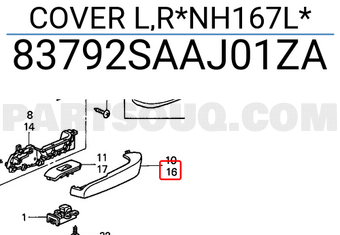 Honda 83792SAAJ01ZA COVER L,R*NH167L*