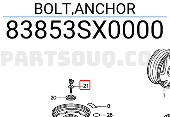 Honda 83853SX0000 BOLT,ANCHOR