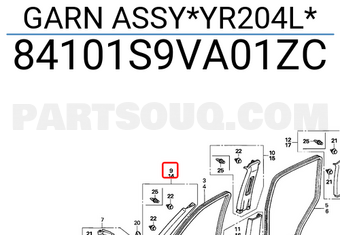 Honda 84101S9VA01ZC GARN ASSY*YR204L*