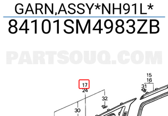 Honda 84101SM4983ZB GARN,ASSY*NH91L*