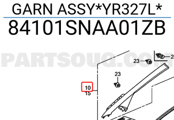 Honda 84101SNAA01ZB GARN ASSY*YR327L*