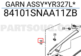 Honda 84101SNAA11ZB GARN ASSY*YR327L*