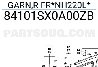 Honda 84101SX0A00ZB GARN,R FR*NH220L*