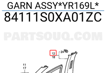 Honda 84111S0XA01ZC GARN ASSY*YR169L*