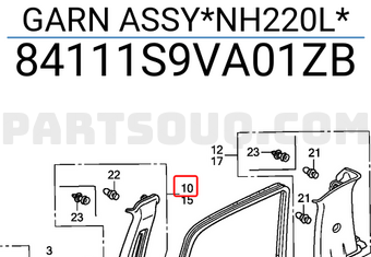 Honda 84111S9VA01ZB GARN ASSY*NH220L*