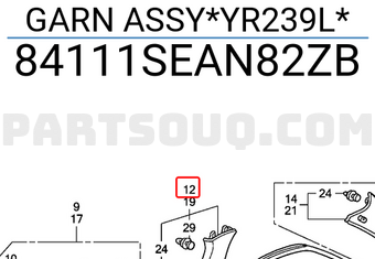 Honda 84111SEAN82ZB GARN ASSY*YR239L*