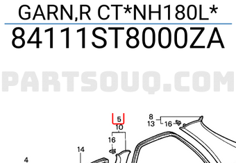 Honda 84111ST8000ZA GARN,R CT*NH180L*