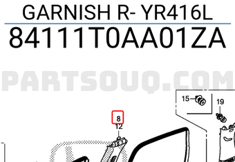 Honda 84111T0AA01ZA GARNISH R- YR416L