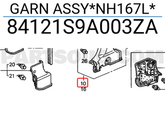 Honda 84121S9A003ZA GARN ASSY*NH167L*