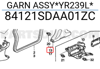 Honda 84121SDAA01ZC GARN ASSY*YR239L*