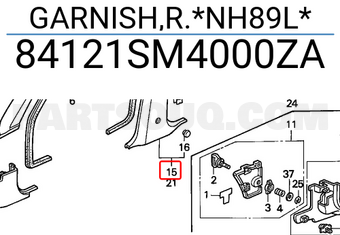Honda 84121SM4000ZA GARNISH,R.*NH89L*